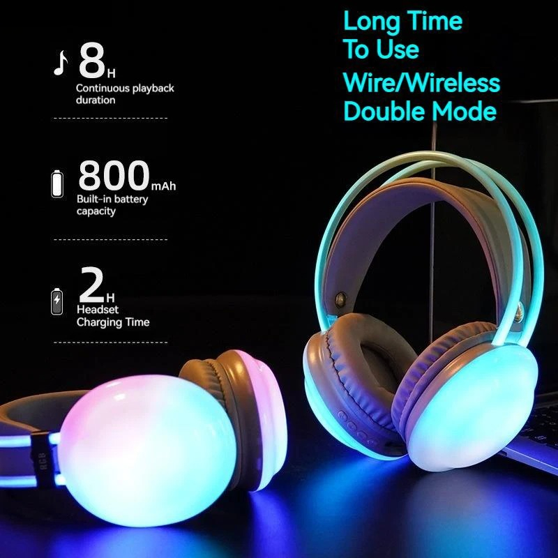 Gaming Headset Rgb - سماعات بلوتوث لاسلكية للألعاب RGB تتدفق