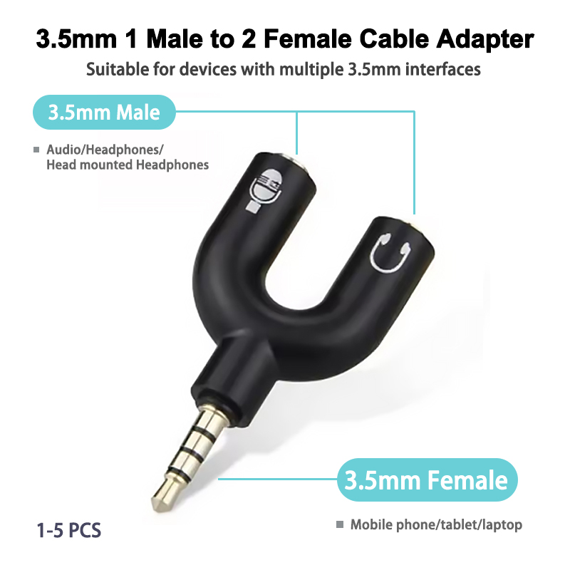 Earphone Splitter Jack - 3.5 مللي متر محول ميكروفون مقسم