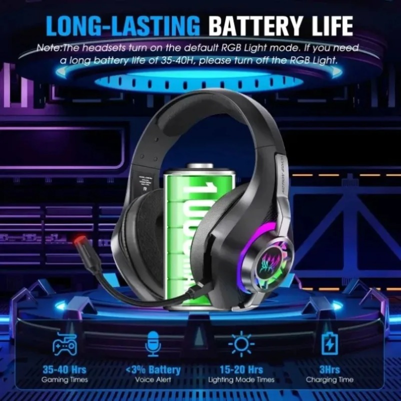سماعة رأس لاسلكية للألعاب GS40 - مراجعة Gaming Headset Rgb وسعره